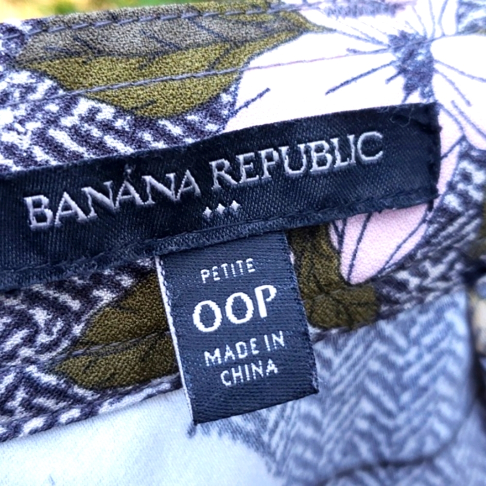 Banana Republic Houndstooth Leaf + Floral Mixed Print Belted Skirt Sz 00 / Xxs P - Picture 3 of 6